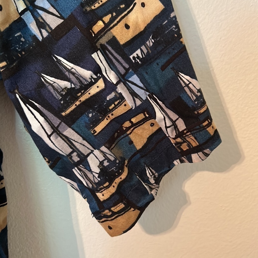 Aftco Bluewater Shirt Men's 2X Button Up Short Sleeve Boat‎ All Over Print - Picture 6 of 11